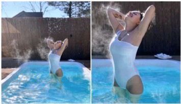 Dilan Çıtak, Soğukta Havuza Girdi!